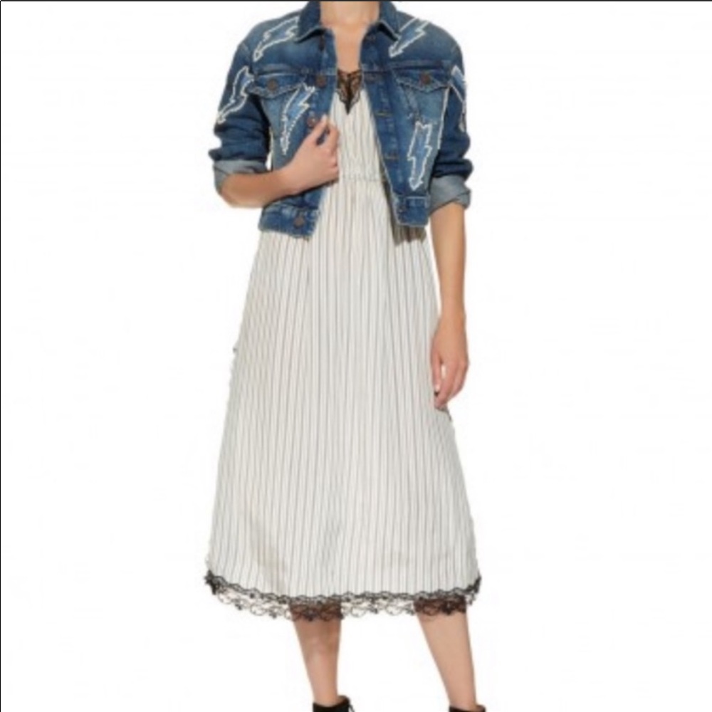 Sandro Paris Pearl Embellished Denim Jacket NWT